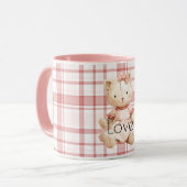 Rosa Karo Streifen Katze Tasse (Vorderseite Links)