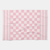 Rosa Karo und Streifen Geschirrtuch (Horizontal)
