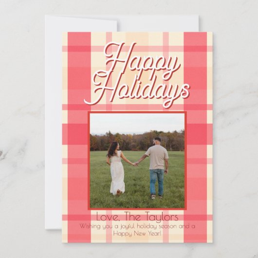 Rosa Karo Vintage Feiertagskarte (Vorderseite)