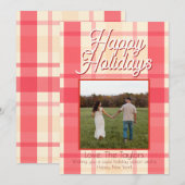 Rosa Karo Vintage Feiertagskarte (Vorne/Hinten)