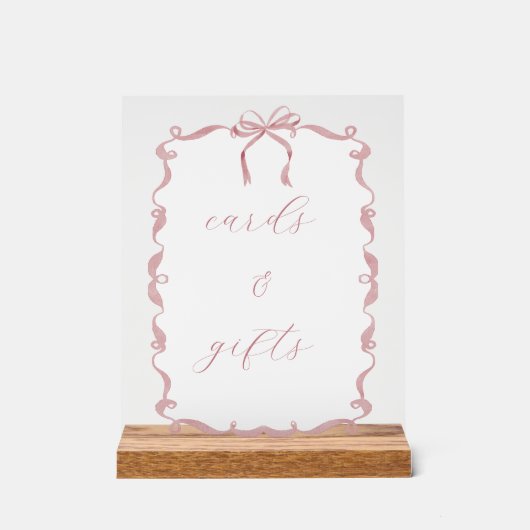 Rosa Karten & Geschenke Schild für Baby oder Hochz (Vorderseite)