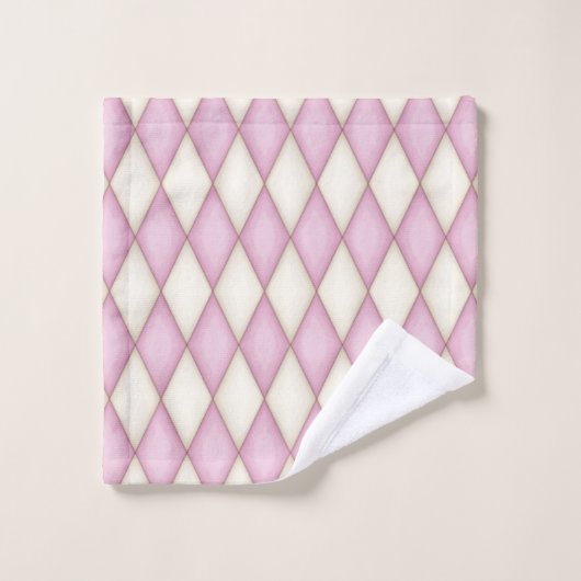 Rosa Karton-Karo-Monogramm mit Krone Badhandtuch Set (Waschlappen)