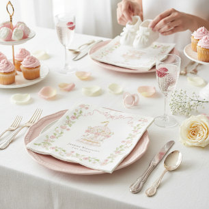 Rosa Karussell-Blumen-Babyparty-Papier-Servietten Serviette