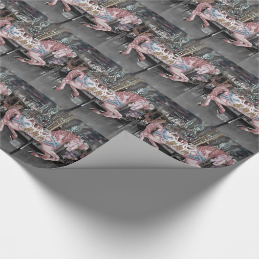 Rosa Karussell Geschenkpapier (Ecke)