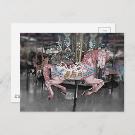 Rosa Karussell Postkarte (Vorne/Hinten)