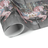 Rosa Karussellpferd Geschenkpapier (Rolleneckpunkt)
