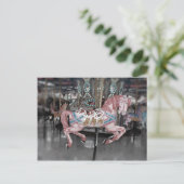 Rosa Karussellpferd Postkarte (Stehend Vorderseite)
