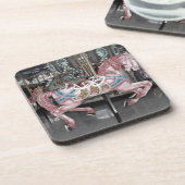 Rosa Karussellpferd Untersetzer (Linke Seite)