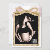 Rosa Kaskade Ruffle Bow Classy Baby Dusche Einladung (Rückseite)