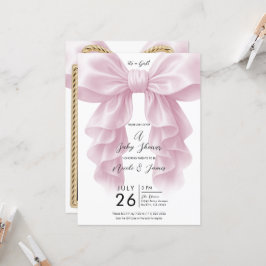 Rosa Kaskade Ruffle Bow Classy Baby Dusche Einladung