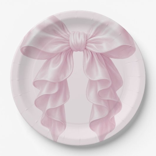 Rosa Kaskade Ruffle Bow Classy Posh Pappteller (Vorderseite)