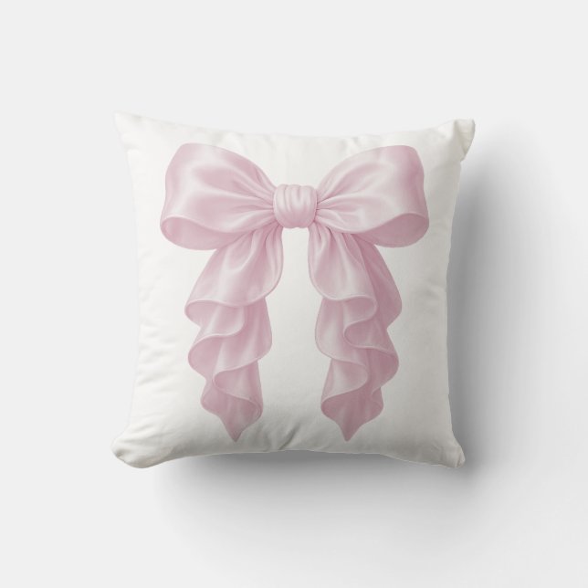 Rosa Kaskade Ruffle Bow Elegante Girly Kissen (Vorderseite)