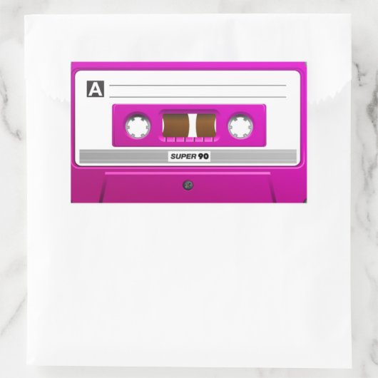 Rosa Kassette Rechteckiger Aufkleber (Tasche)