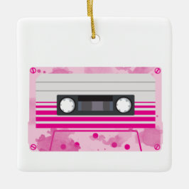 Rosa Kassettenband mit rosa Aquarellfarbensplitter Keramikornament