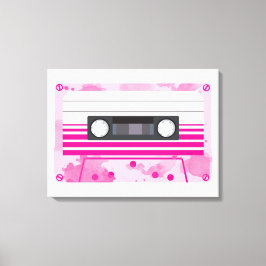 Rosa Kassettenband mit rosa Aquarellfarbensplitter Leinwanddruck