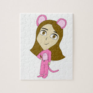 rosa Katamädchen Puzzle