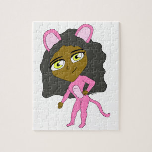 rosa Katamädchen Puzzle
