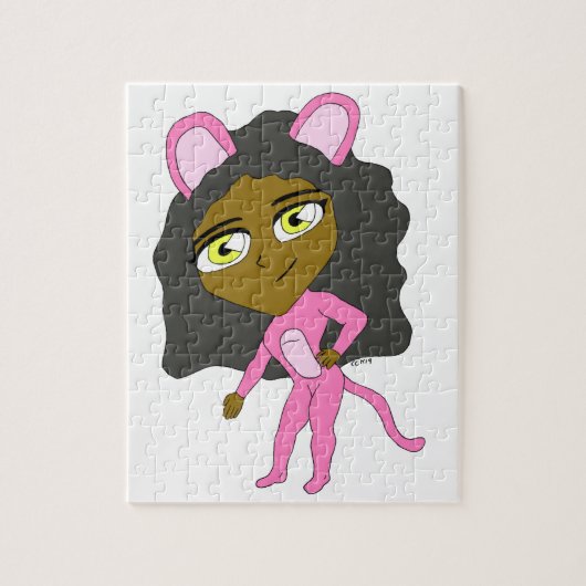 rosa Katamädchen Puzzle (Vertikal)
