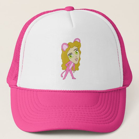rosa Katamädchen  Truckerkappe (Vorderseite)