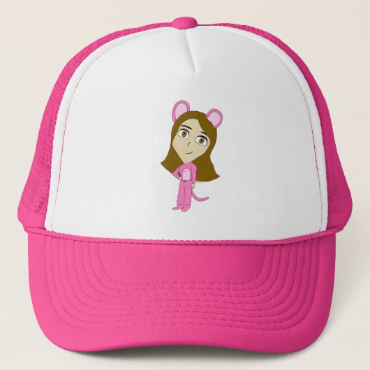 rosa Katamädchen Truckerkappe (Vorderseite)