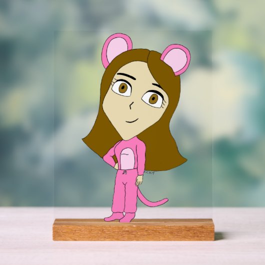 Rosa Katze Acrylschild (Neutral)