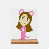 Rosa Katze Acrylschild (Vorderseite)