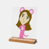 Rosa Katze Acrylschild (Winkel)