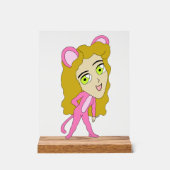 Rosa Katze Acrylschild (Vorderseite)