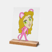 Rosa Katze Acrylschild (Winkel)