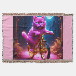 Rosa Katze auf einem Landschaftlichen goldenen Rad Decke