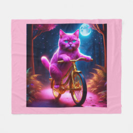 Rosa Katze auf einem Landschaftlichen goldenen Rad Fleecedecke