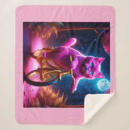 Rosa Katze auf einem Landschaftlichen goldenen Rad Sherpadecke