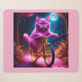 Rosa Katze auf einem Landschaftlichen goldenen Rad Sherpadecke