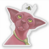 Rosa Katze Aufkleber (Vorderseite)