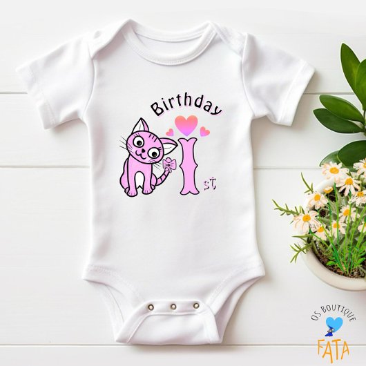 Rosa Katze Baby Strampler