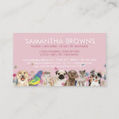 Rosa Katze Bird Dog Wasserfarben Blume Visitenkarte (Rückseite)