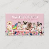 Rosa Katze Bird Dog Wasserfarben Blume Visitenkarte (Vorderseite)