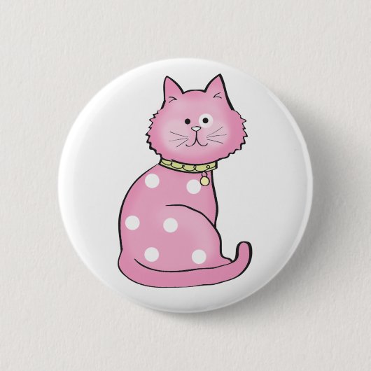 rosa Katze Button (Vorderseite)