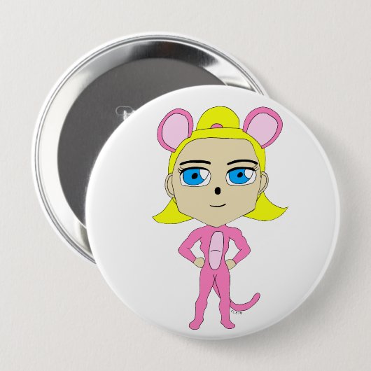 Rosa Katze Button (Vorne & Hinten)