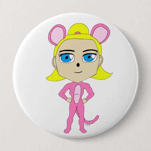 Rosa Katze Button (Vorderseite)