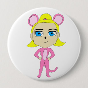 Rosa Katze Button