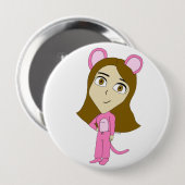 Rosa Katze Button (Vorne & Hinten)