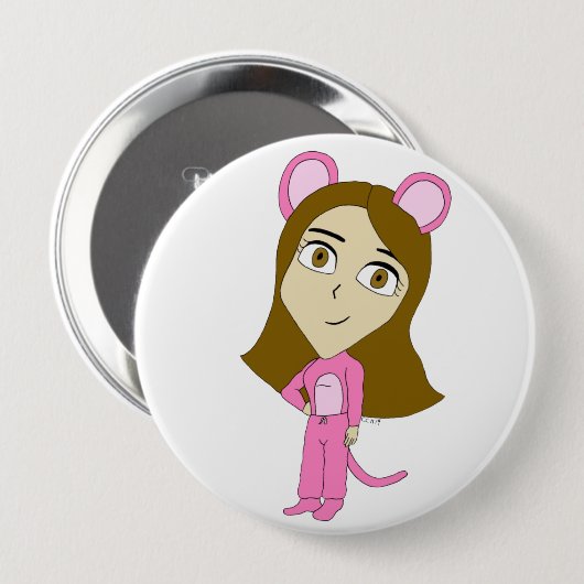 Rosa Katze Button (Vorne & Hinten)