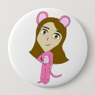 Rosa Katze Button