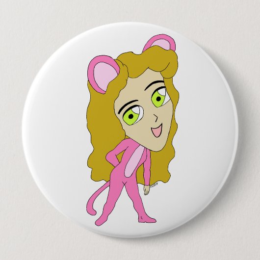 Rosa Katze Button (Vorderseite)