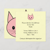 Rosa Katze Einladung (Vorne/Hinten)