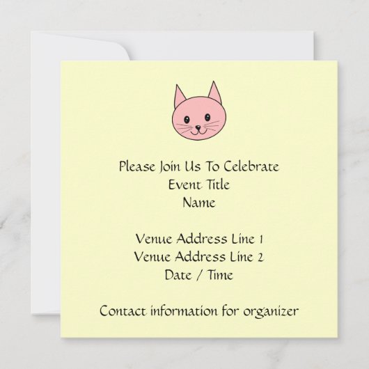 Rosa Katze Einladung (Vorderseite)