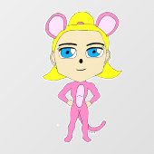 Rosa Katze Fensteraufkleber (Blatt)