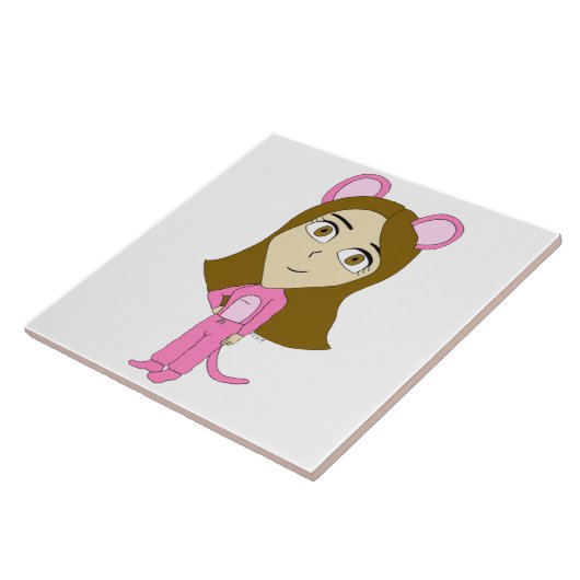 Rosa Katze Fliese (Seite)