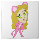 Rosa Katze Fliese (Vorderseite)